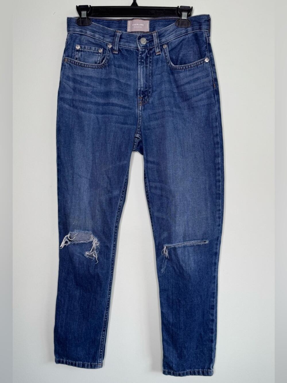 Everlane The Summer Jean High Rise Straight Leg Distressed Blue Size 24